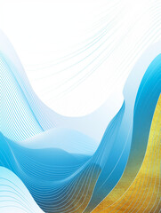 Linear strips background. Golden elements, line art. Blue and gold colors