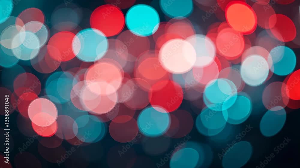 Aufkleber defocused red and teal bokeh lights on dark background creating abstract patterns and festive atmosp