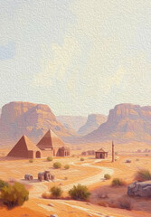 Landscape in oil paint. Pattern for printing on wall decorations, covers, wallpapers