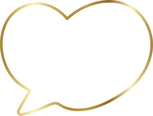 Speech bubble outlined glossy gold style