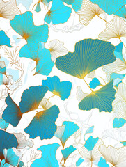 Linear strips background. Golden elements, line art. Blue and gold colors