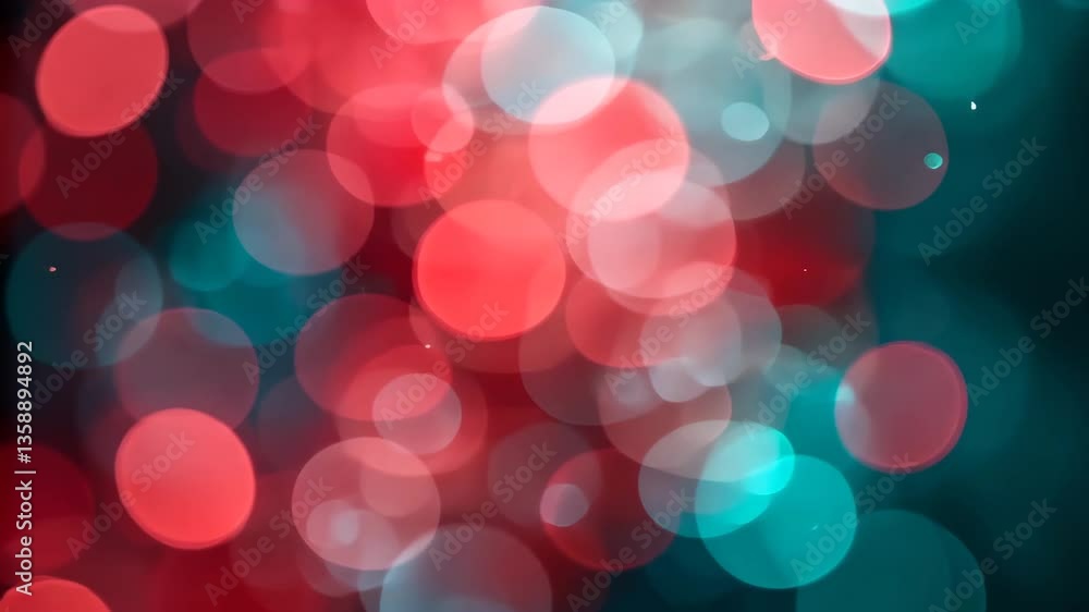 Aufkleber dynamic bokeh lights display featuring a vibrant mix of red and teal creates a festive abstract back