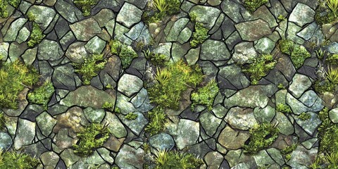 Tileable stone path design ideal for outdoor scenes.