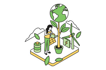 Earth Day Awareness Concept Isometric Illustration