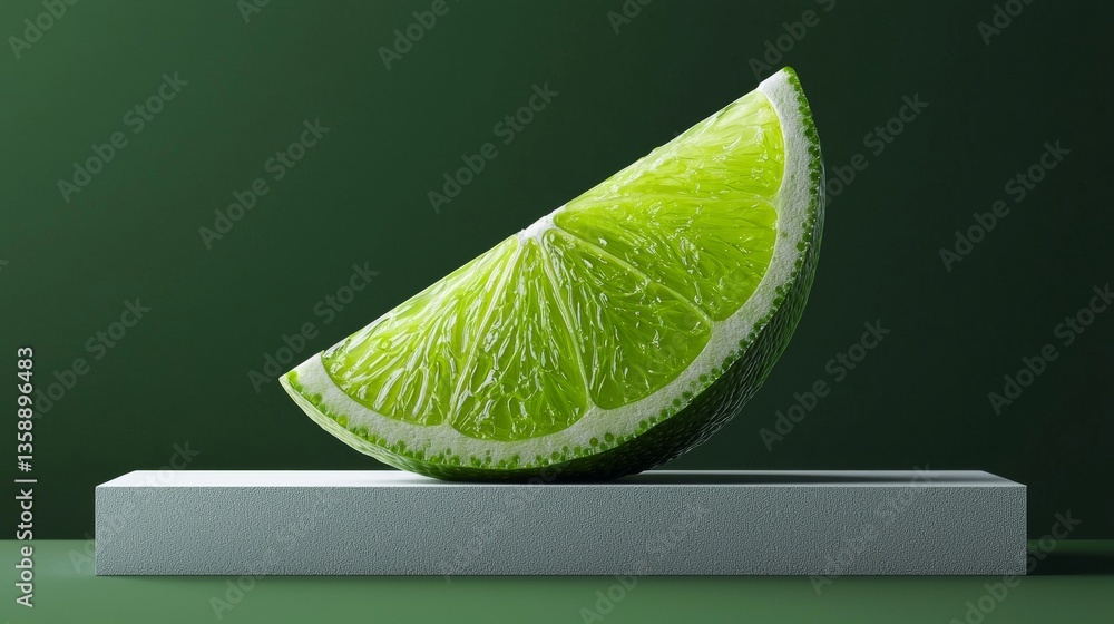 Poster minimalist lime wedge with soft white base and uncluttered look