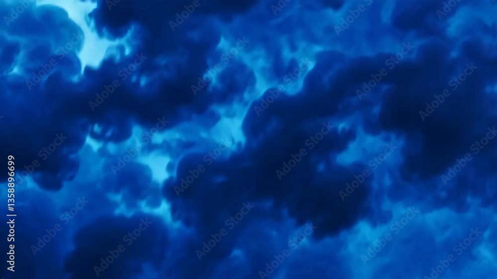 Poster flowing gradient navy blue and cyan smoke abstract background dynamic motion color design texture wa