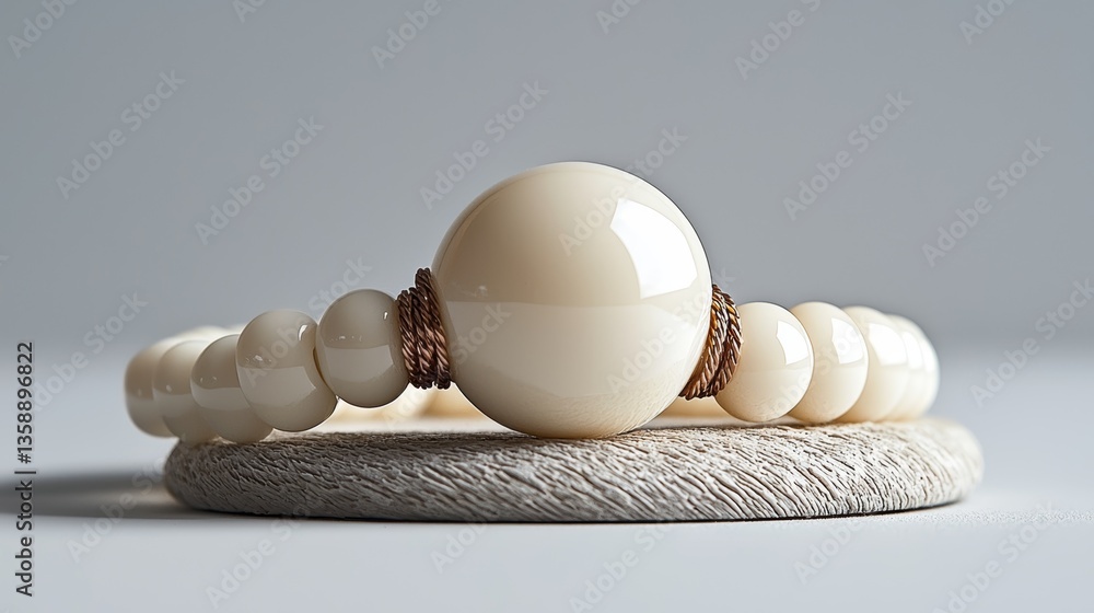 Aufkleber simple cream colored beads on a string with soft focus