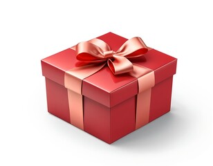 Fototapeta premium Red Gift Box with Peach Ribbon