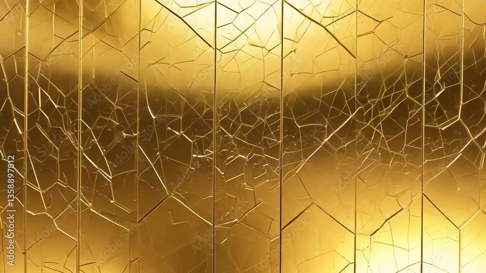 Poster golden abstract surface with geometric patterns reflecting light and shadows
