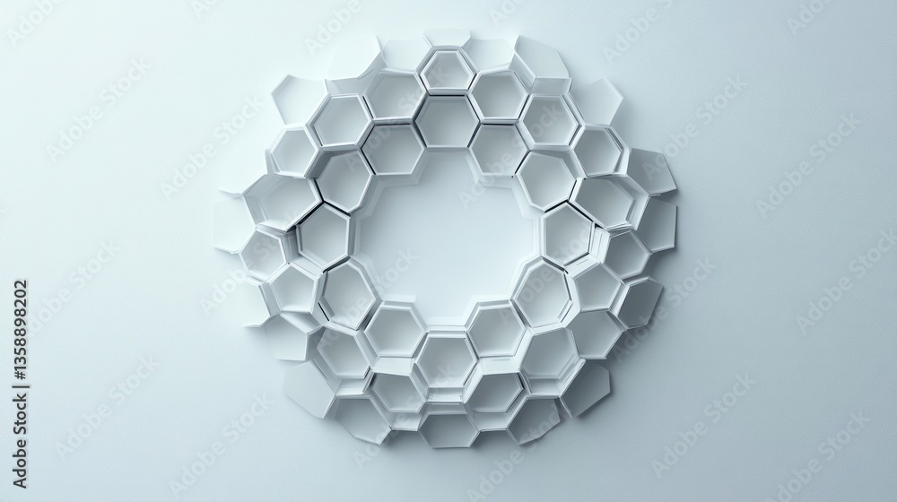 Poster abstract 3d geometric hexagonal circle design