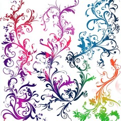 A vibrant set of floral design elements in vector format, featuring intricate blossoms, leaves, and decorative flourishes. Perfect for enhancing invitations, branding, or digital art projects.