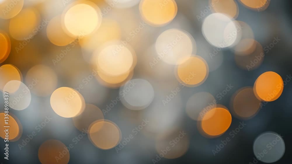 Poster golden and white bokeh lights on a gray background creating festive atmosphere