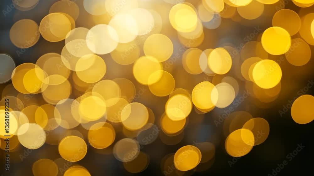 Poster golden bokeh effect with soft focus creating a festive atmosphere suitable for backgrounds and abstr