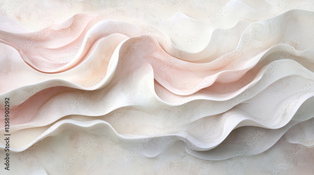 Poster soft pastel waves flowing smoothly in a 3d abstract composition, creating a dreamy and elegant aesth