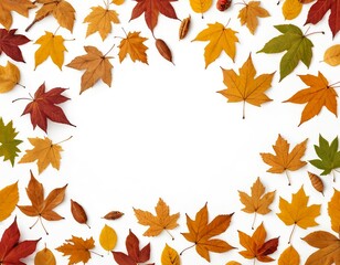 Fototapeta premium Autumn Leaves Frame on White Background
