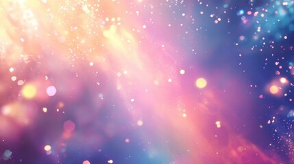 Soft pastel iridescent backdrop with neon glow and futuristic lighting effects. Gradient hues blend to form a dreamy and ethereal scene.