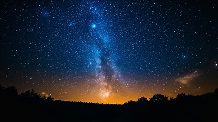 Fototapeta premium Night sky filled with twinkling stars and planets over Earth's horizon