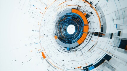 Abstract technological tunnel design, futuristic background, potential use in tech/science presentation