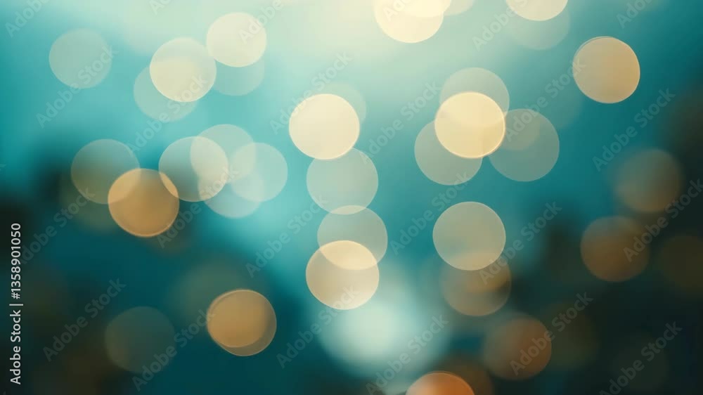 Aufkleber golden bokeh lights on teal background creating dreamy abstract background