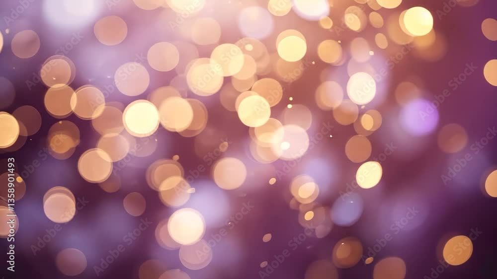 Poster golden bokeh overlay on a purple background with soft focus for festive designs