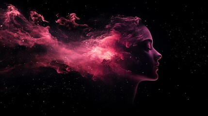 Dark Nebula in Space with Stars and Colorful Gas Clouds