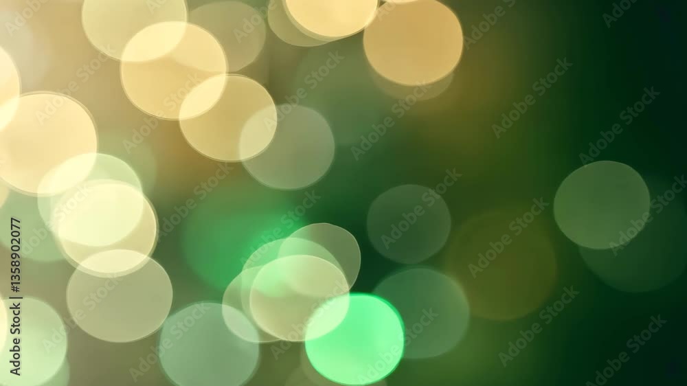 Poster golden yellow and green bokeh circles on dark backdrop abstract background for festive illumination