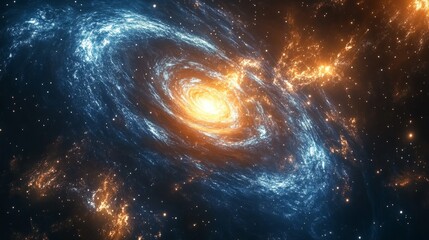 A beautiful cosmic galaxy with vibrant colors and luminous arms swirling in the vastness of deep space