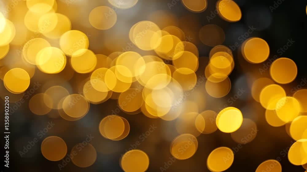 Poster golden yellow bokeh effect with circular lights creates a blurred background and soft glow