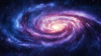 Spiral Galaxy Illustration, Milky Way Cosmic Scene, Space Vastness, Stars, Planets, Nebula, Clean Lines, Celestial, Astronomy, Universe, Beauty, Nature, Exploration, Science, Wonder