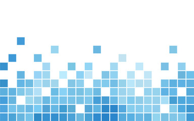 Mosaic blue pixel background with copy space. Scattered matrix pattern for background, backdrop, banner, flyer, cover, and graphic design. Simple futuristic techno pattern. 
