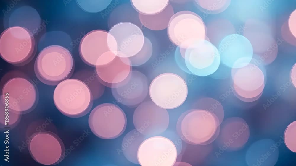 Poster soft pink and blue bokeh circle overlapping abstract background with lighting effects