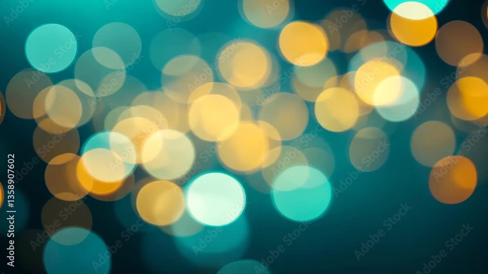 Aufkleber teal and gold bokeh background with circular blurred lights creating festive atmosphere