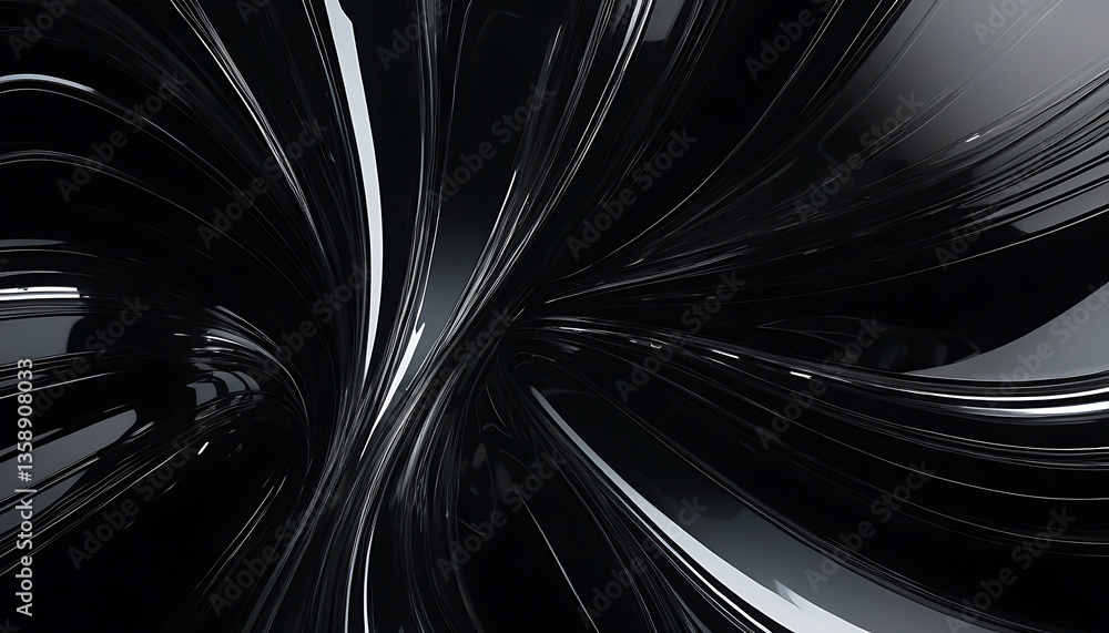 Fototapete Abstract Black and Silver Swirls Creating a Dynamic Visual Texture