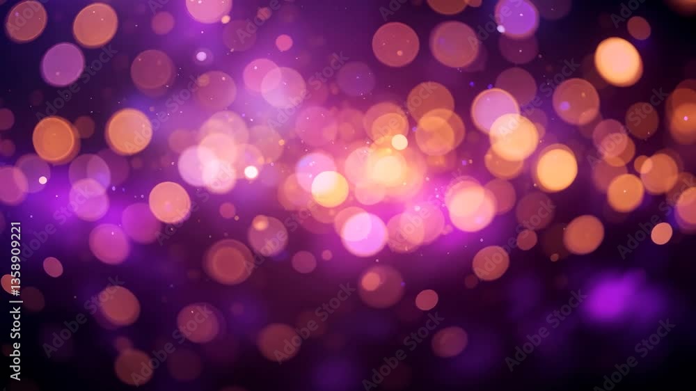 Poster vibrant abstract bokeh background with purple and gold color palette creating a festive atmosphere