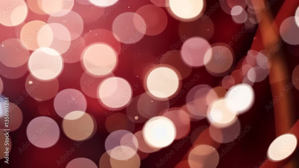 Poster warm bokeh lights over red backdrop creating dreamy and soft effect for celebrations and romantic th