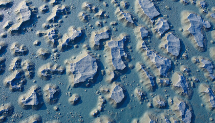 Aerial view of melting ice textures on a blue ocean surface  