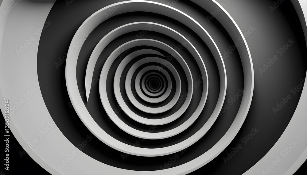 Poster abstract spiral tunnel creates illusion of depth with gray layers