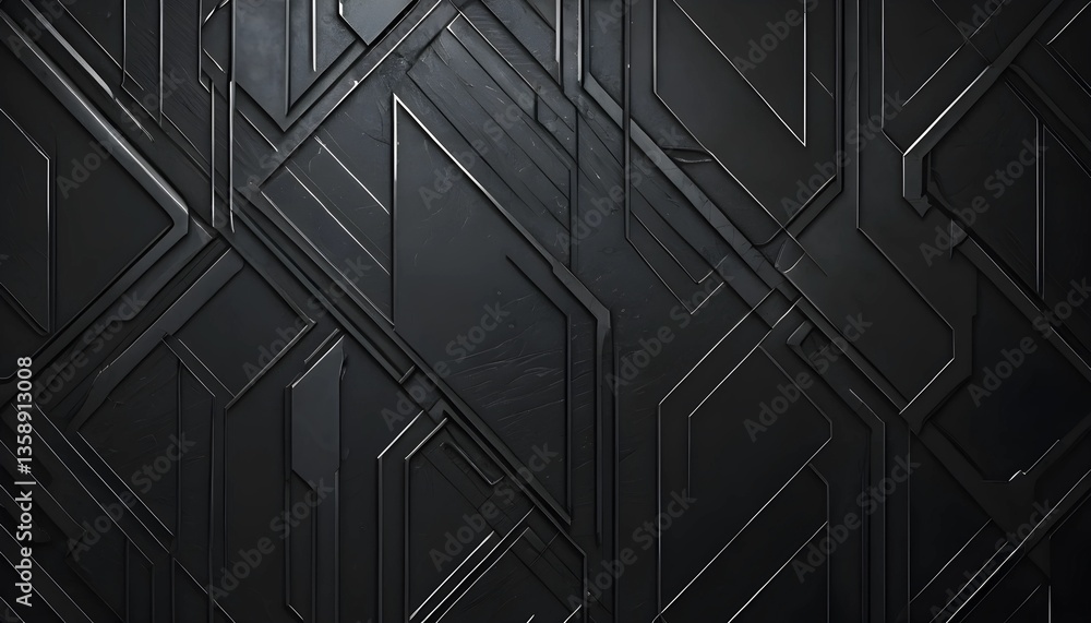 Poster dark textured metallic surface with geometric patterns lines and light