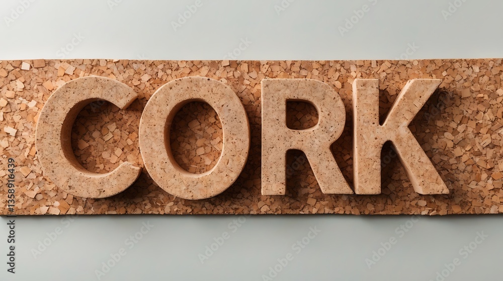 Aufkleber cork lettering on a textured surface creating an interesting display for decoration