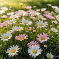 Fototapeta premium Field of Daisies in Sunlight