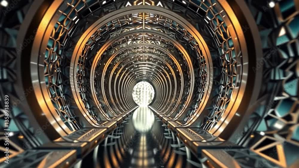 Wall mural this footage captures an enchanting tunnel adorned with elaborate patterns. ideal for artistic proje