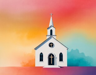 White Church at Sunset