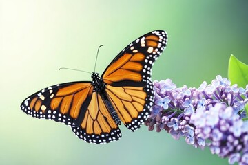 Fototapeta premium Monarch butterfly on lilac flower (2)