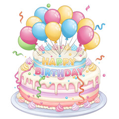 Birthday Cake, Happy Birthday Cake, Birthday Cake Illustration