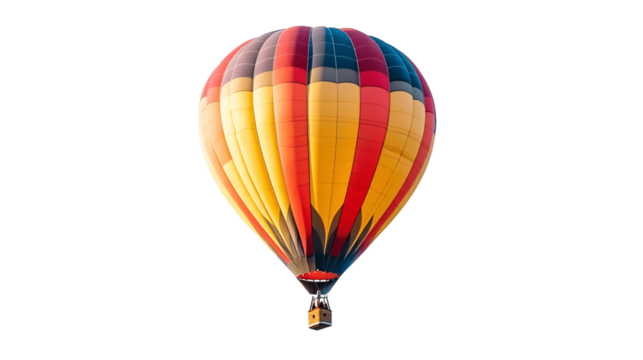 Hot air balloon in sky isolated on white or transparent background --ar 16:9