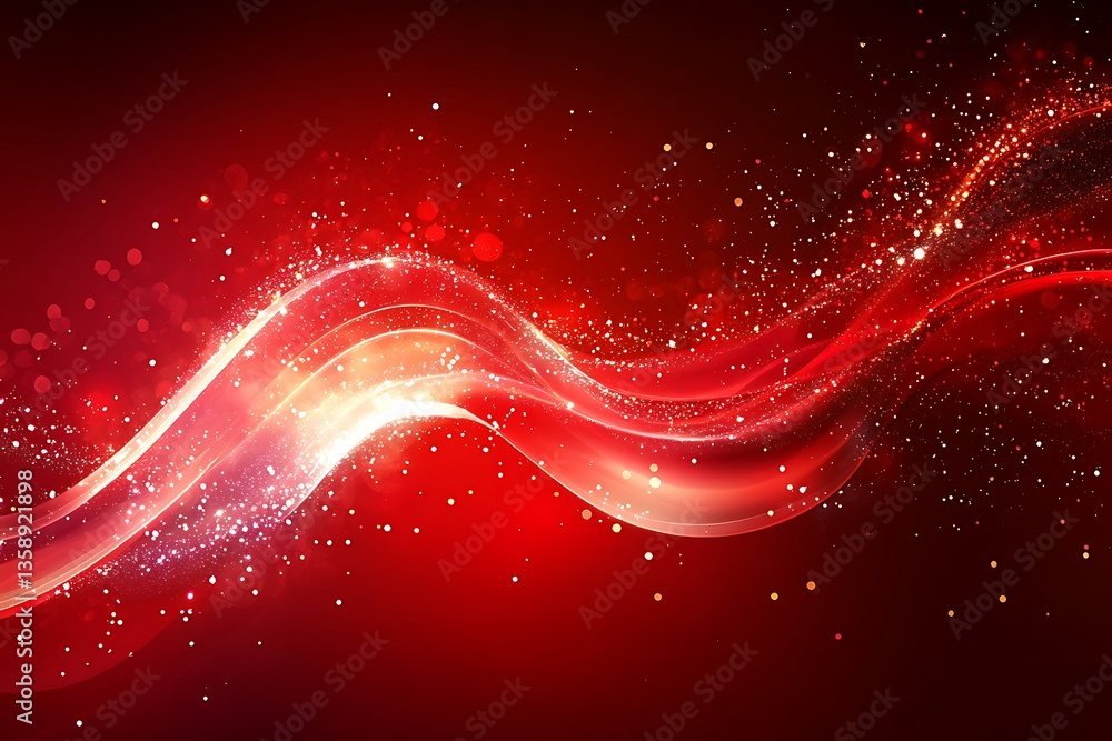 Poster red sparkling wave abstract background.