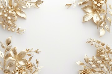 White background with golden floral frame
