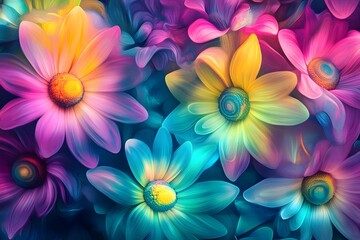 Fototapeta premium Vibrant and Colorful Floral Arrangement with Abstract Background, Ideal for Nature and Art Themes