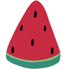 Cute Cartoon Watermelon Illustration with Green Skin and Red Fruit in Texture Style