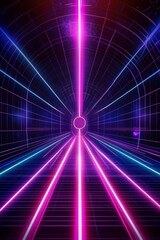 Obraz premium Experience the thrill of motion in a neon light tunnel.